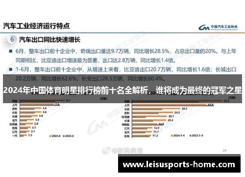 2024年中国体育明星排行榜前十名全解析，谁将成为最终的冠军之星